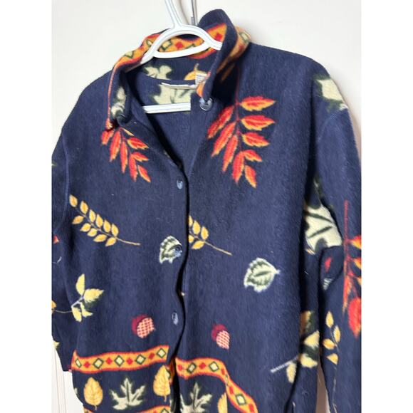 Vintage Fashion Bug Fleece Jacket Blue Leaf Cottagecore Gremlincore Goblincore S - Picture 3 of 7